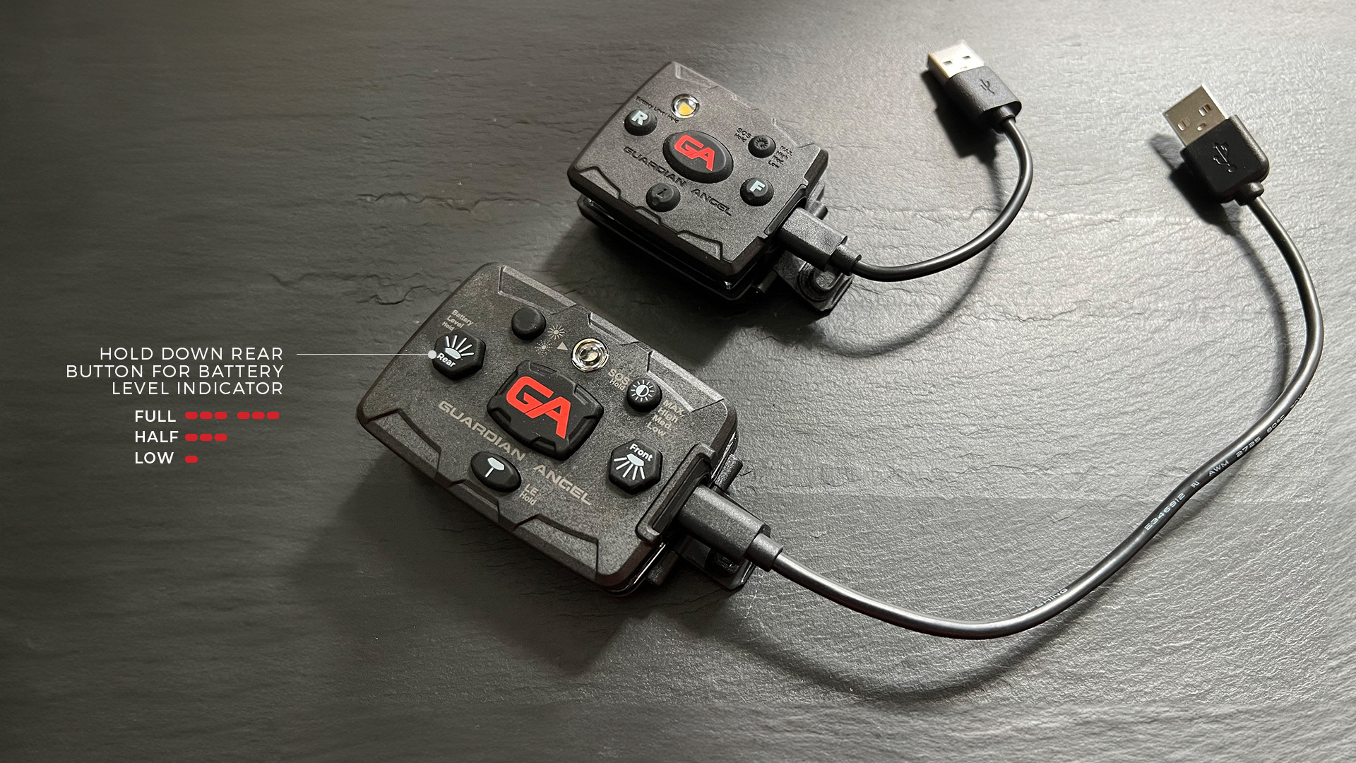 guardian angel devices battery level charging indicator