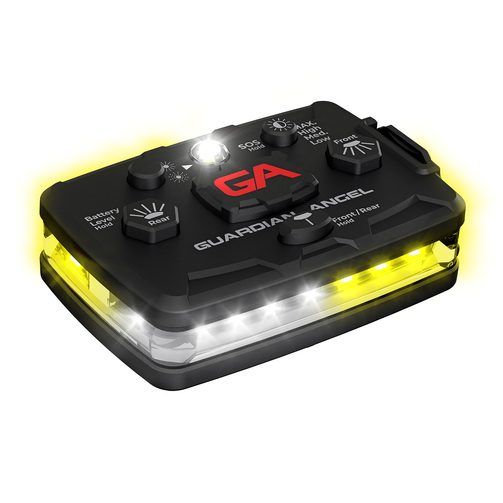 guardian angel safety device with yellow and white lights