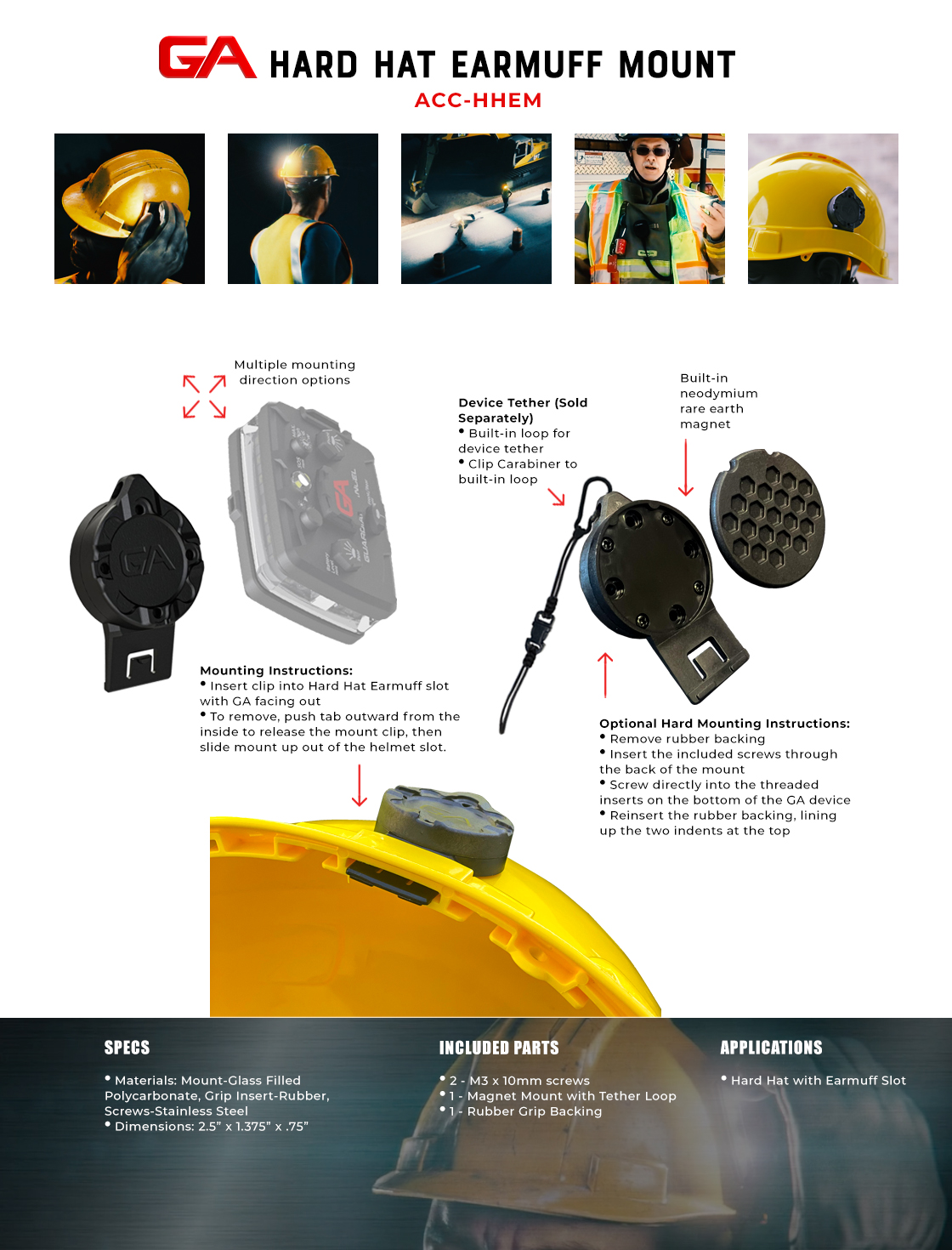 Hard Hat Earmuff Mount