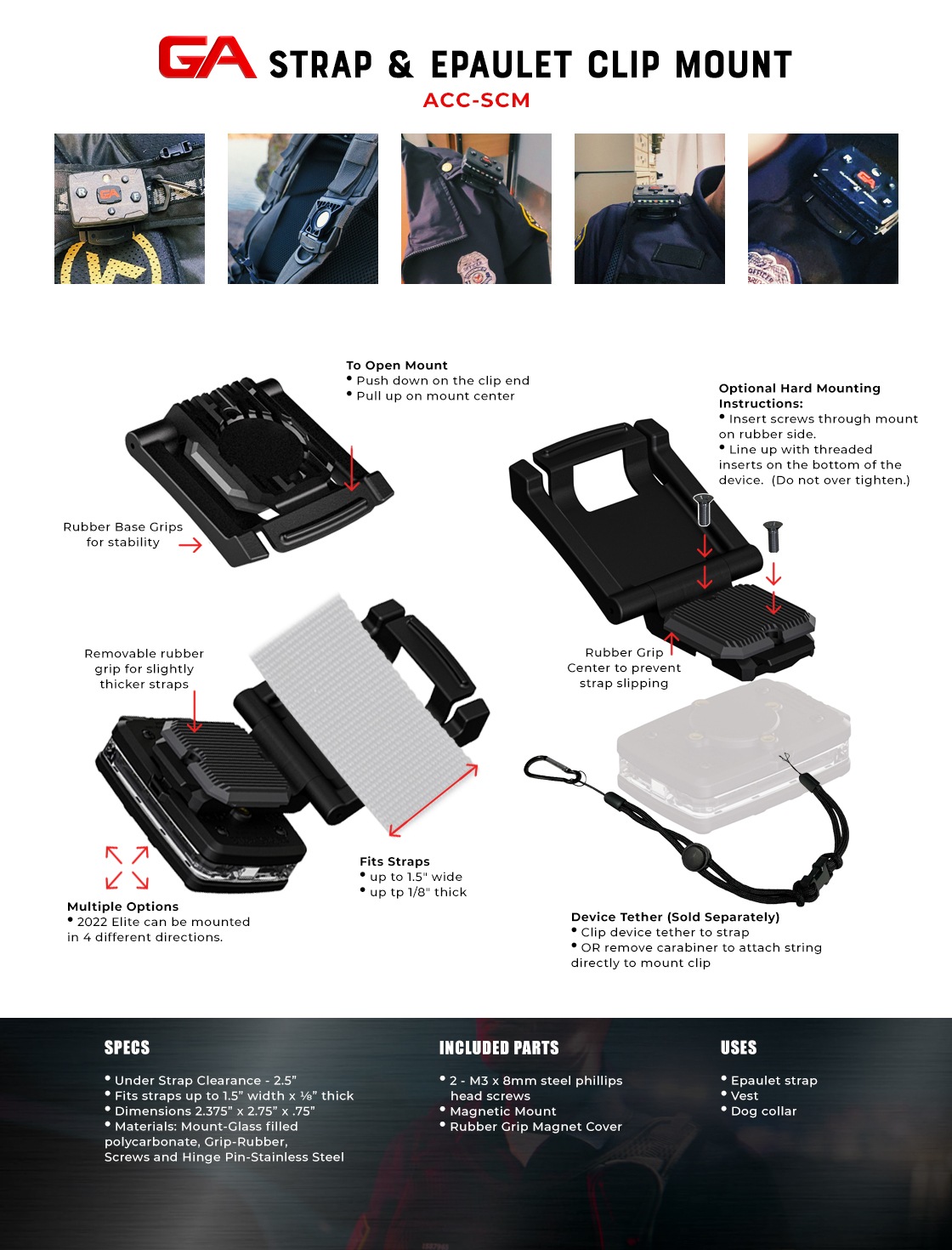 Strap & Epaulet Clip Mount