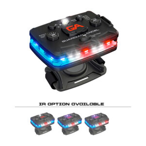 guardian angel safety device with red, white, and blue lights