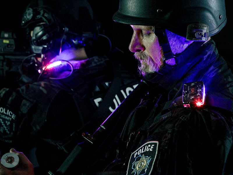 Police officer using Guardian Angel lights